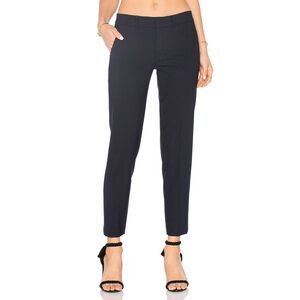 Vince Side Strapping Pants Women 6 Coastal Navy Blue Wool Dressy Casual Designer